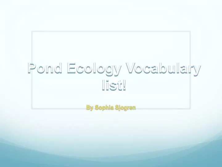 pond ecology vocabulary list