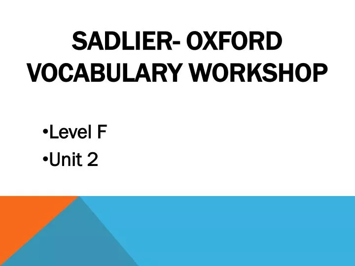 sadlier oxford vocabulary workshop