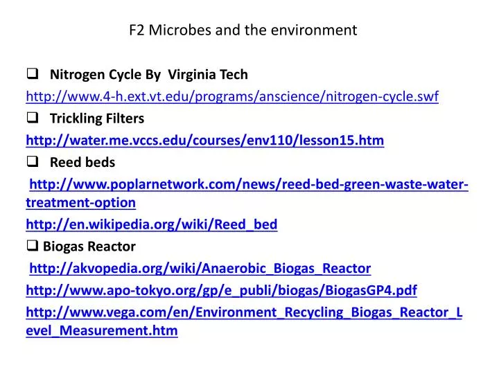 f2 microbes and the environment