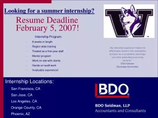 Resume Deadline February 5, 2007!