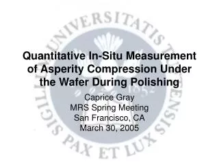 Quantitative In-Situ Measurement of Asperity Compression Under the Wafer During Polishing