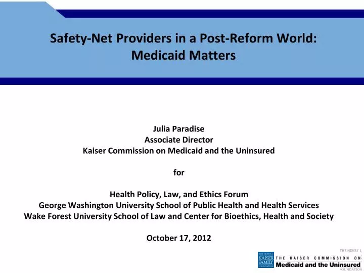 safety net providers in a post reform world medicaid matters