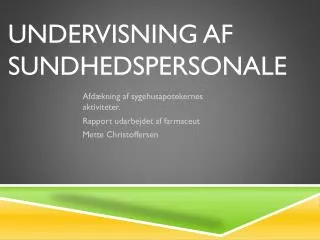 undervisning af sundhedspersonale