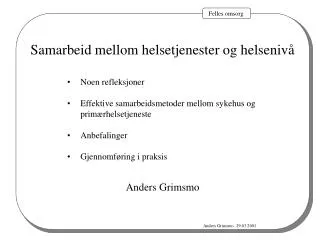 samarbeid mellom helsetjenester og helseniv