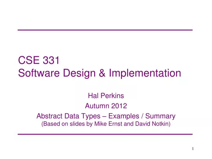 cse 331 software design implementation