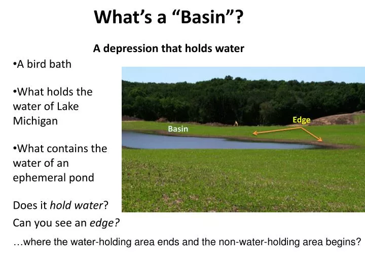what s a basin a depression that holds water