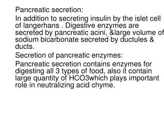 Pancreatic secretion: