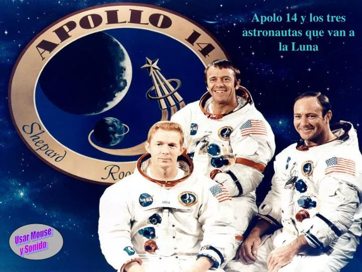 apolo 14 y los tres astronautas que van a la luna