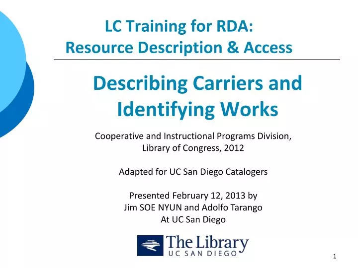 lc training for rda resource description access