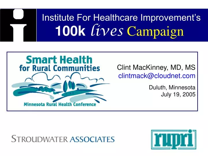 institute for healthcare improvement s 100k lives campaign