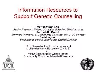 Information Resources to Support Genetic Counselling