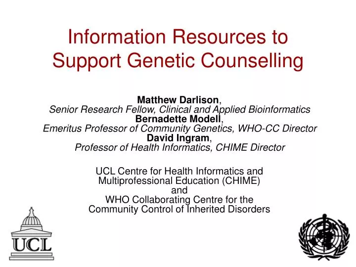 information resources to support genetic counselling