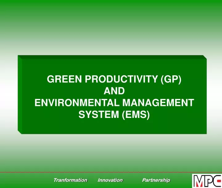 green productivity gp and environmental management system ems