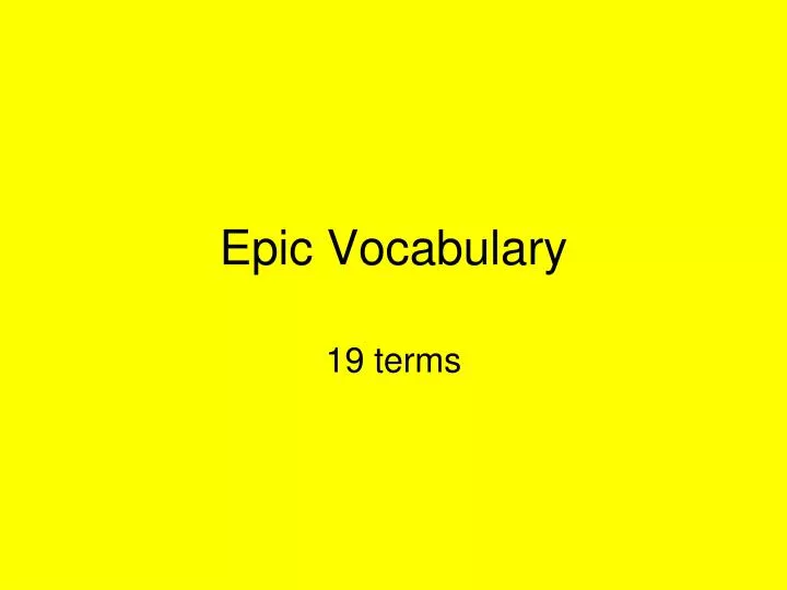 epic vocabulary