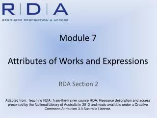 Module 7 Attributes of Works and Expressions