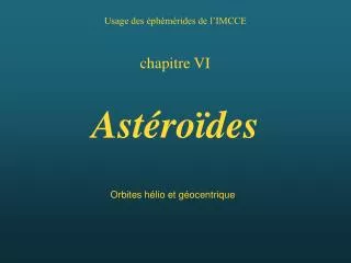 Usage des éphémérides de l’IMCCE