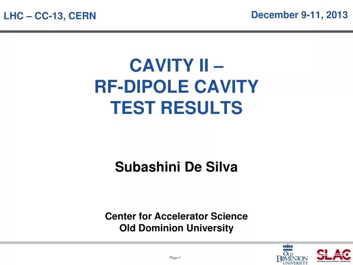 cavity ii rf dipole cavity test results