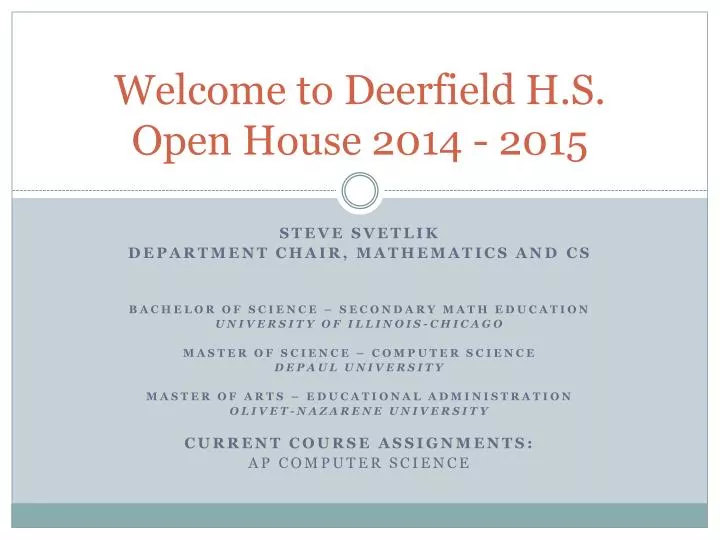 welcome to deerfield h s open house 2014 2015