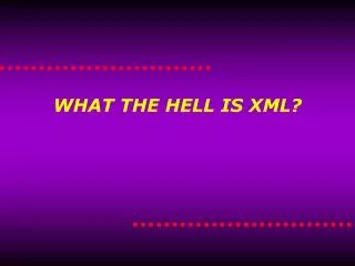 WHAT THE HELL IS XML?