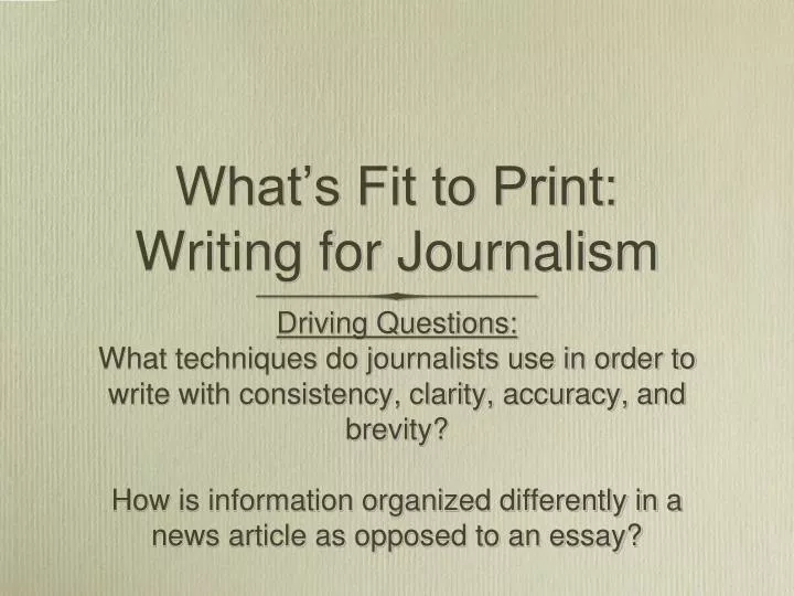 what s fit to print writing for journalism