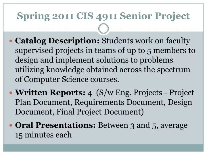 spring 2011 cis 4911 senior project