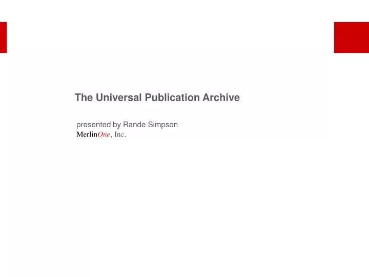 the universal publication archive