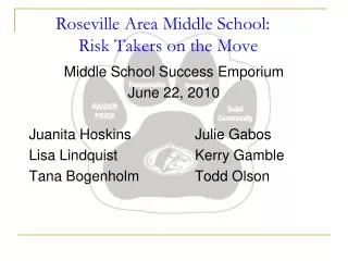 Roseville Area Middle School: 	 Risk Takers on the Move