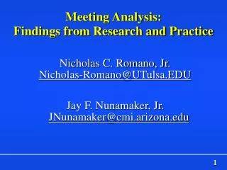 Meeting Analysis: Findings from Research and Practice