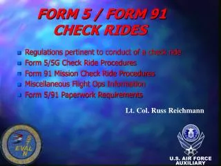 FORM 5 / FORM 91 CHECK RIDES