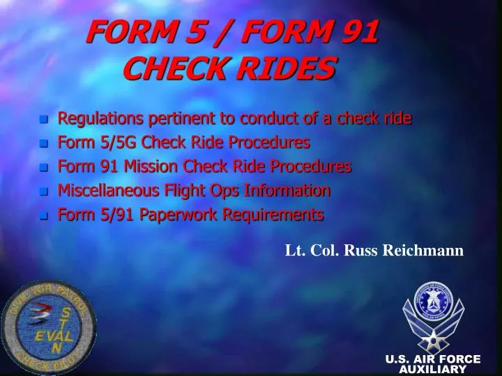 form 5 form 91 check rides