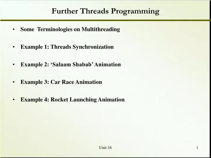 further threads programming