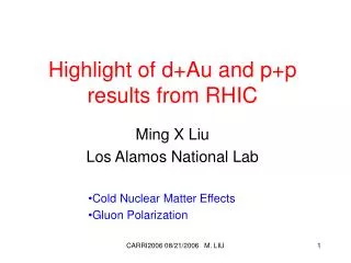 Highlight of d+Au and p+p results from RHIC