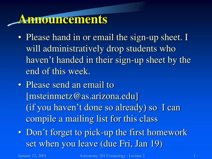 announcements