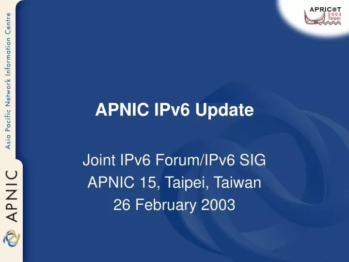 apnic ipv6 update