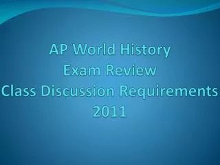 AP World History Exam Review Class Discussion Requirements 2011