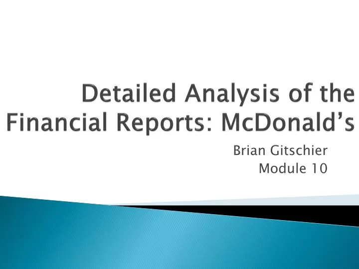 detailed analysis of the financial reports mcdonald s