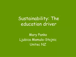 Sustainability: The education driver