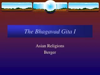 The Bhagavad Gita I