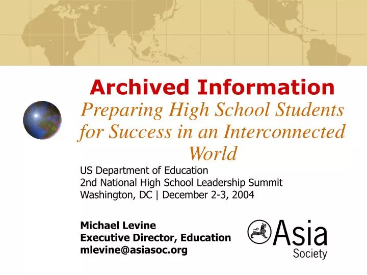 archived information preparing high school students for success in an interconnected world