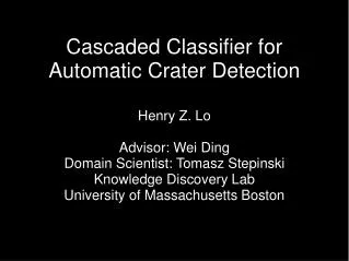 Cascaded Classifier for Automatic Crater Detection