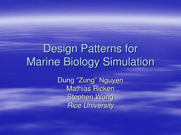 design patterns for marine biology simulation