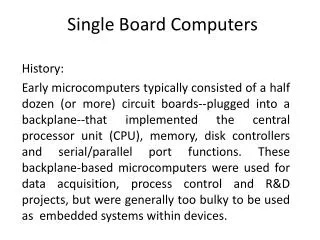 Single Board Computers