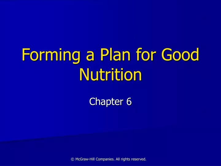 forming a plan for good nutrition