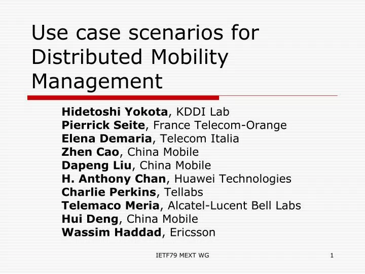 use case scenarios for distributed mobility management