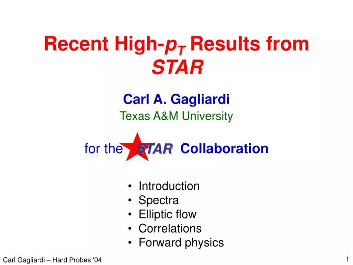 recent high p t results from star
