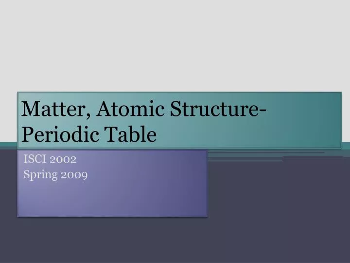 matter atomic structure periodic table