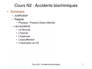 cours n2 accidents biochimiques
