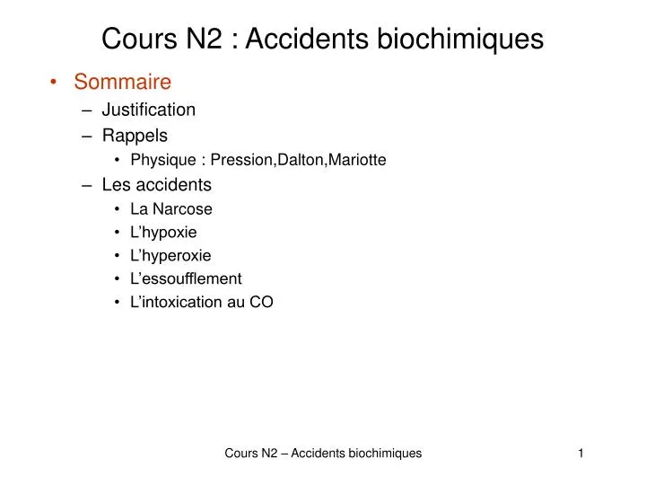 cours n2 accidents biochimiques