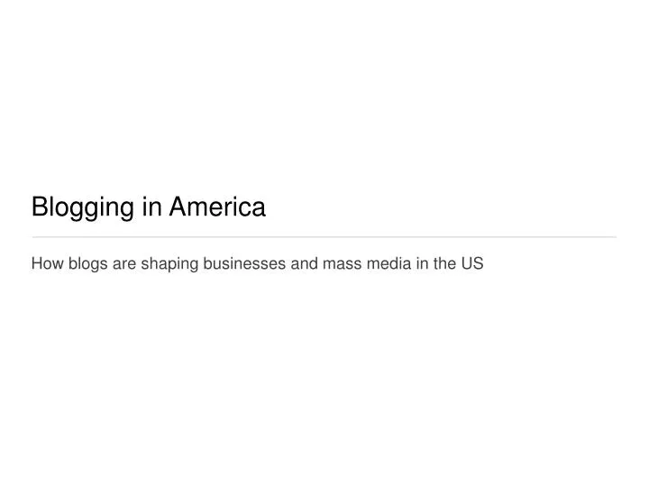 blogging in america