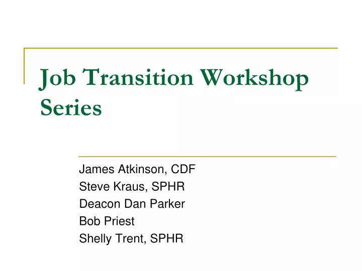 job transition workshop series